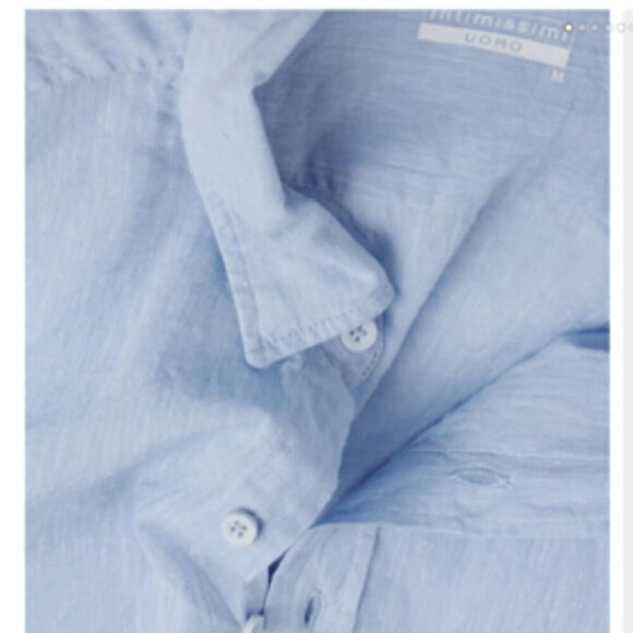 INTIMISSIMI Uomo Light Blue Linen/Cotton Button Up Shirt XL - Picture 13 of 14
